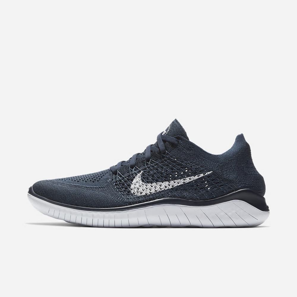 Chaussure De Running Nike Free RN Flyknit 2018 Bleu Marine 3125-864 College Navy/Squadron Blue/White Homme | YPK-04633290